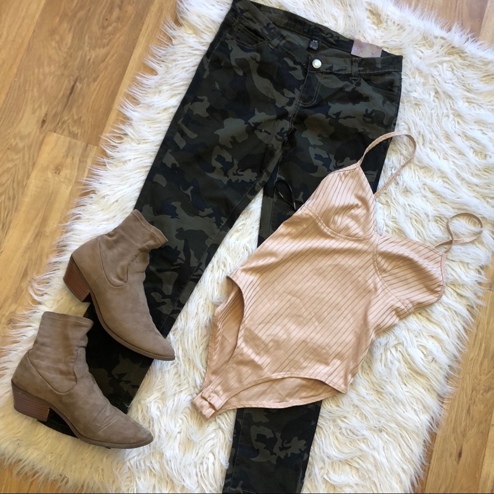F21 Tan bodysuit